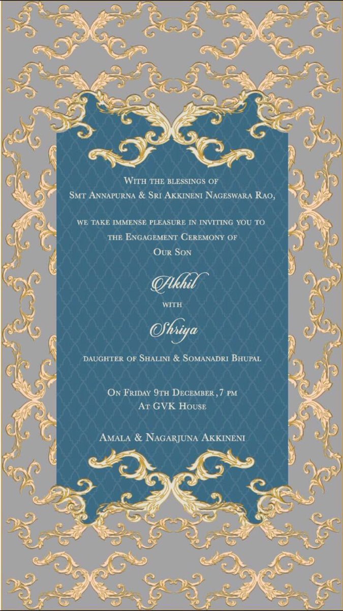 Akhil Shriya Engagement Ceremony Invitation card 