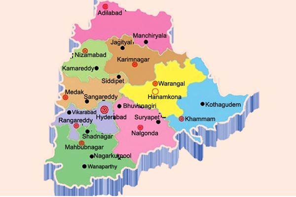 Telangana Old Districts Map